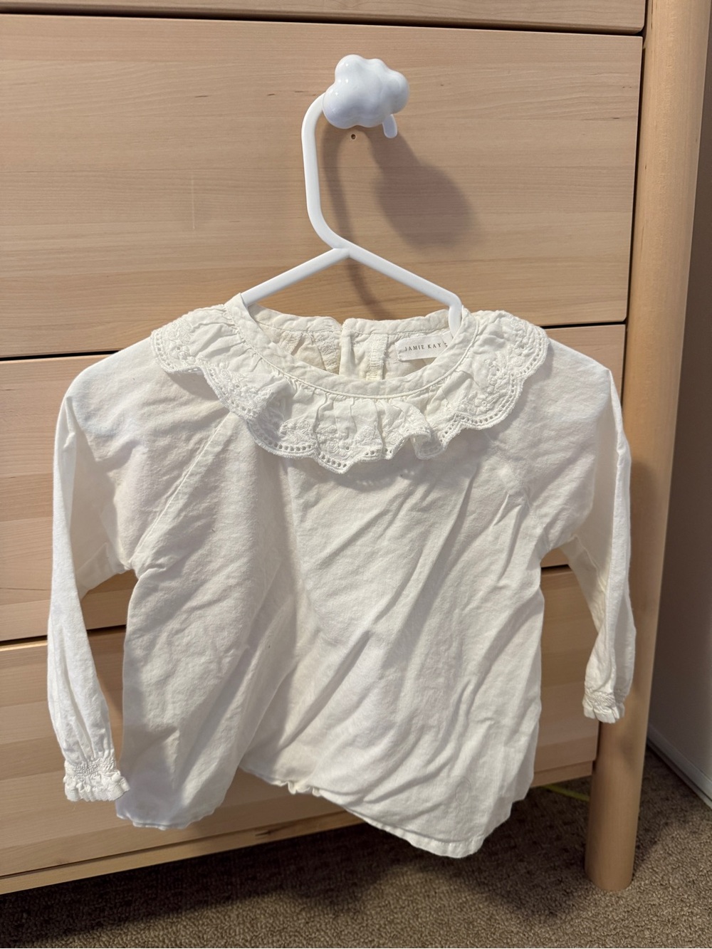 Jamie Kay Cream Long-Sleeve Top with Lace Ruffle Collar